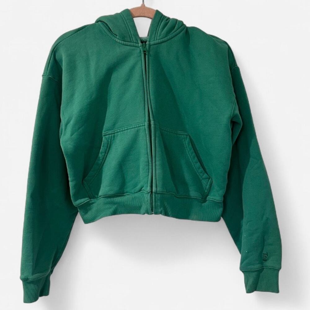 Aritzia TNA Cozy Fleece Green Boyfriend Zip Hoodie Oversized Small - Picture 9 of 9